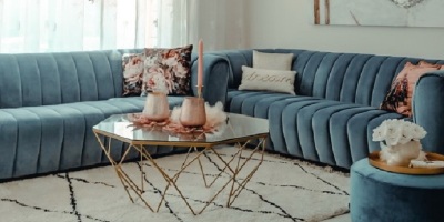 blue upholstered sofas