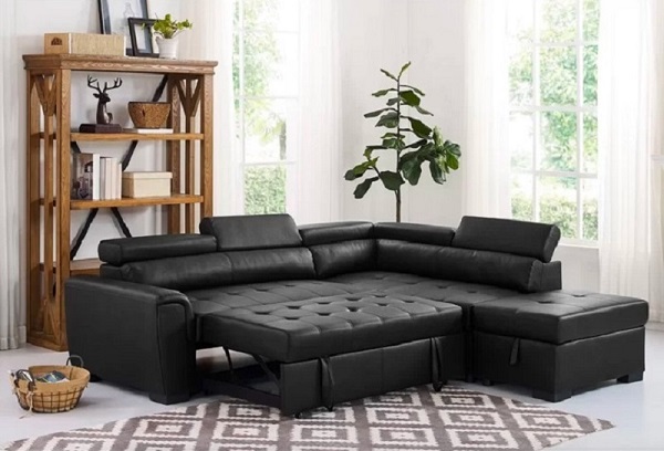 sleeper-sofa-black-faux-leather